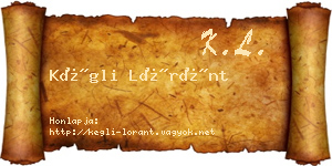 Kégli Lóránt névjegykártya